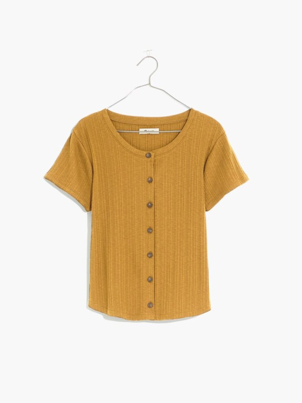 Madewell Pointelle Button-Front Slim Tee - Earthen Gold